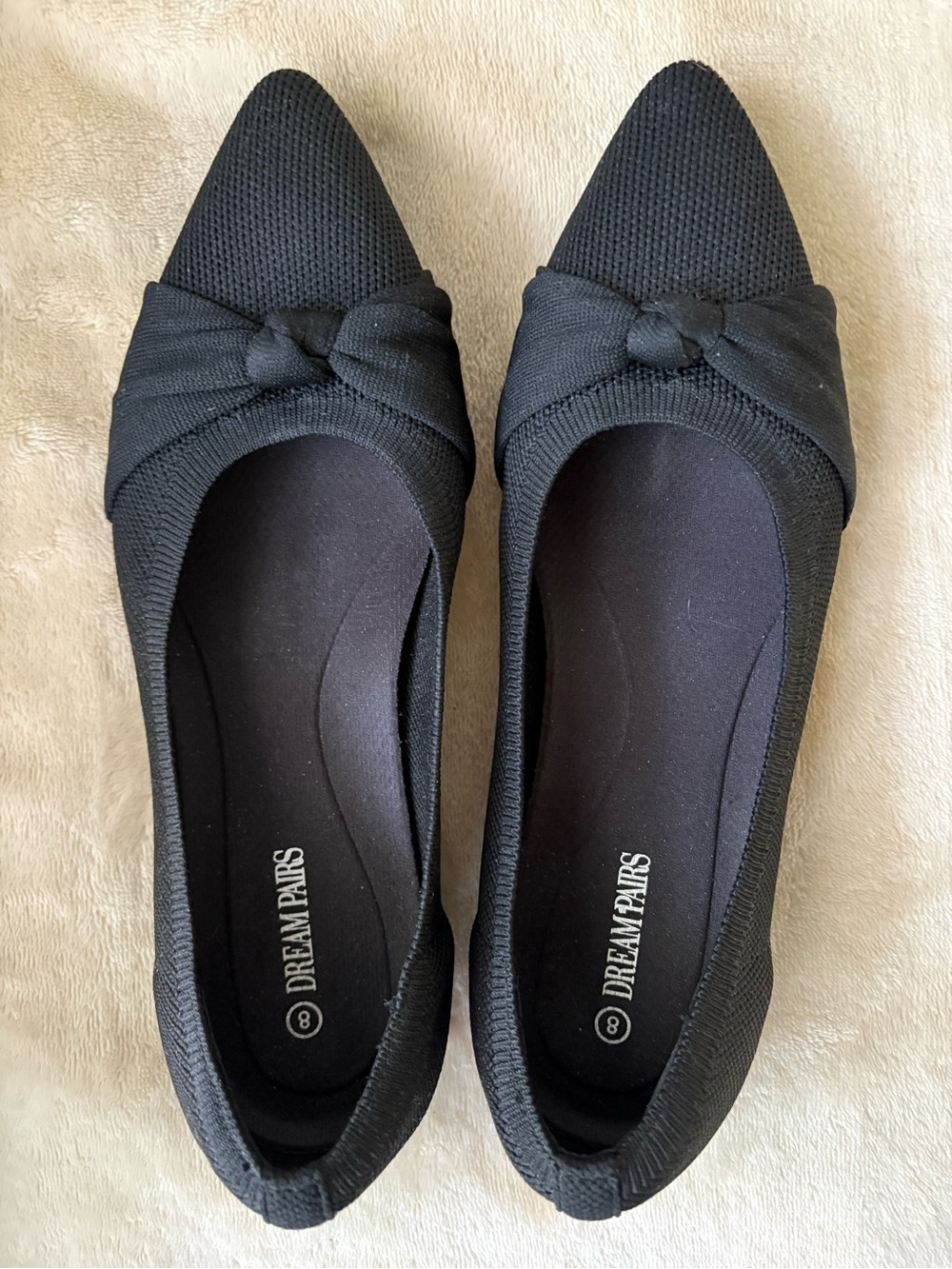Dream Pairs black knit pointed toe top knot ballet flats •size 8